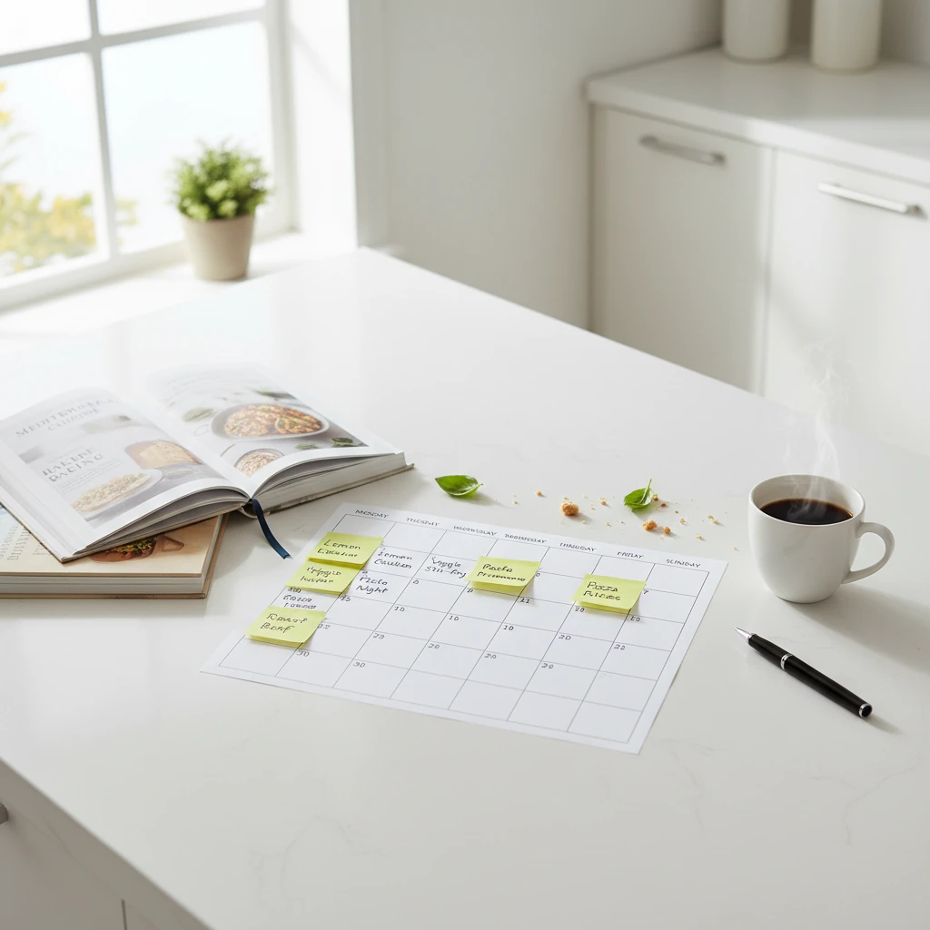 Weekly meal planning calendar